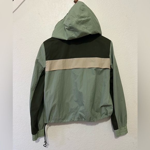 Veronica Beard Avery Half Zip Hooded Green and Cream Utility Jacket - Size Small - Picture 7 of 12
